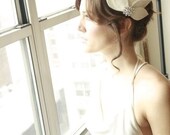 Gorgeous Bridal Fascinator Hair Piece....White Lotus with Rhinestone Button Bridal, Wedding, Bridesmaid