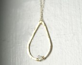 Delicate Gold Filled Tear Drop and Aquamarine Necklace