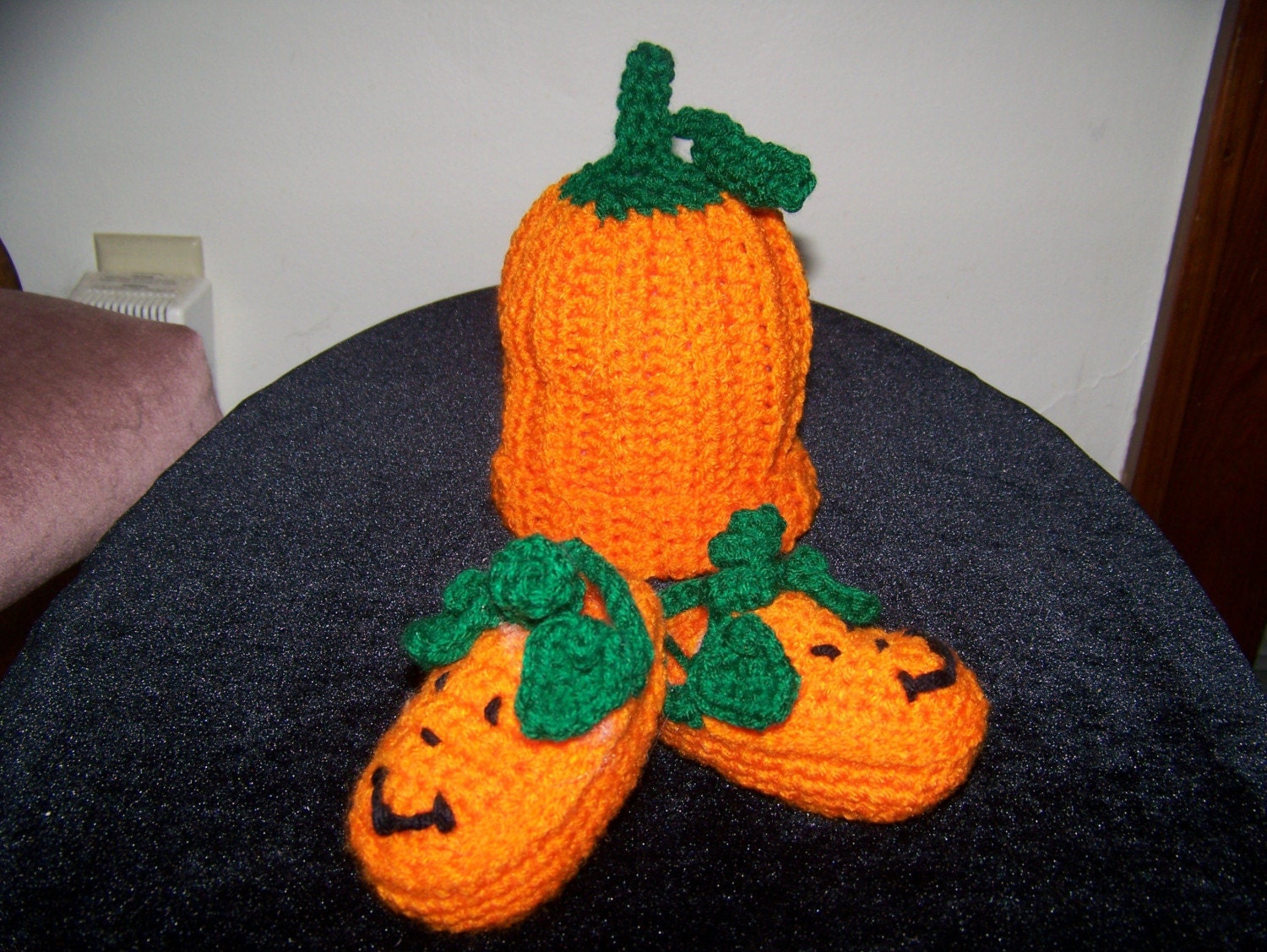 Adult Halloween Costume Pumpkin Hat and Slippers Set Teen and up