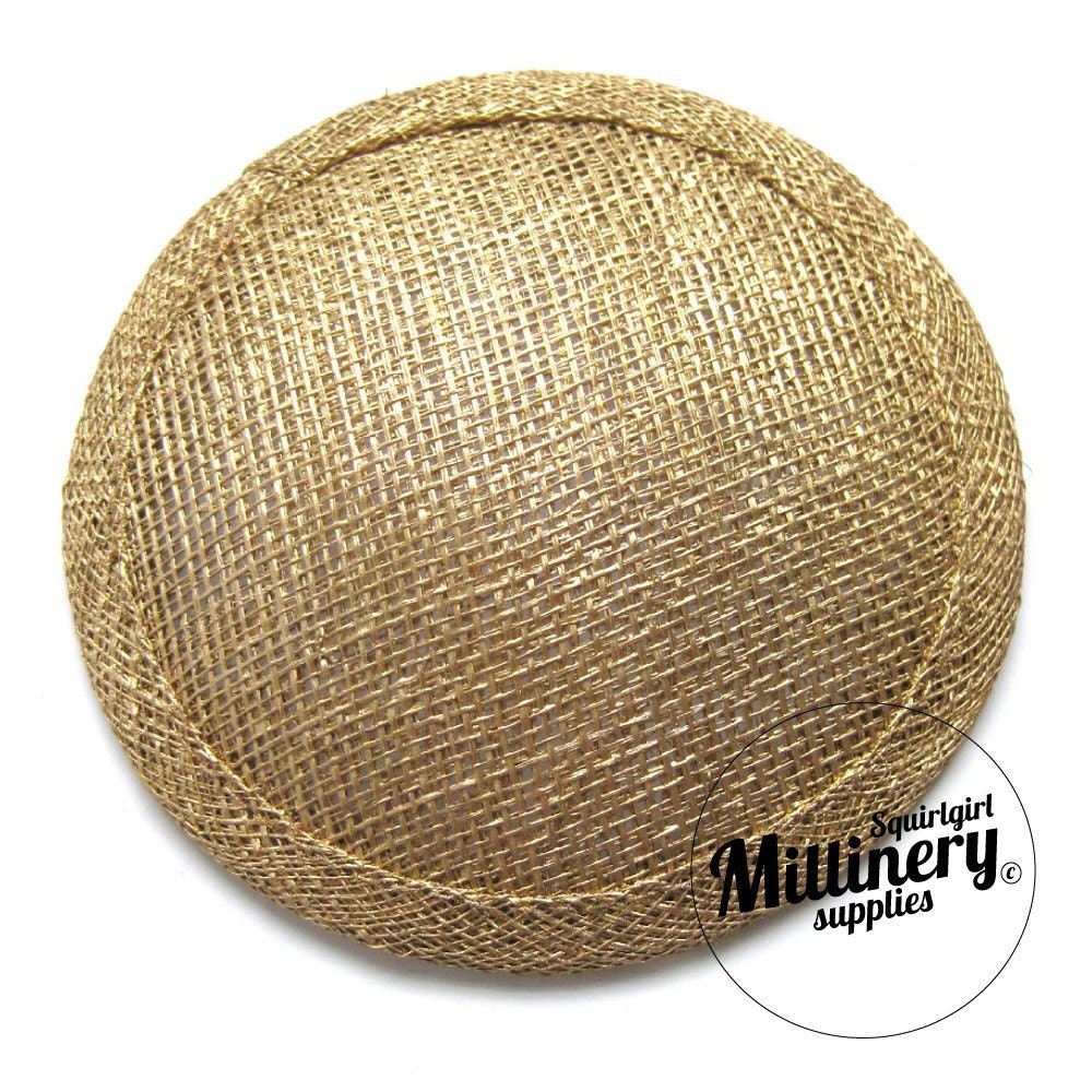 Metallic Gold Round Millinery Sinamay Hat Base for Fascinators and Cocktail Hats