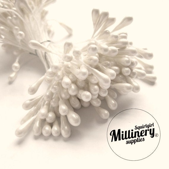 Bunch of 100 Double Sided Flower Stamens for Flower Making - White