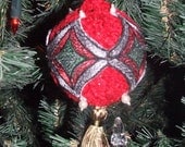 Stained glass crochet christmas ball