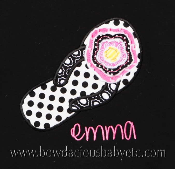 Custom Boutique Personalized Frayed Flower Flip Flop Shirt, Monogrammed, Appliqued, Custom Colors, Sizes 3m to 12yrs, Twins