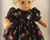 Valentine Hearts Dress and Hairclip fits Bitty Twin Girl