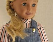 Jean short overalls and stripe shirt fits American girl doll