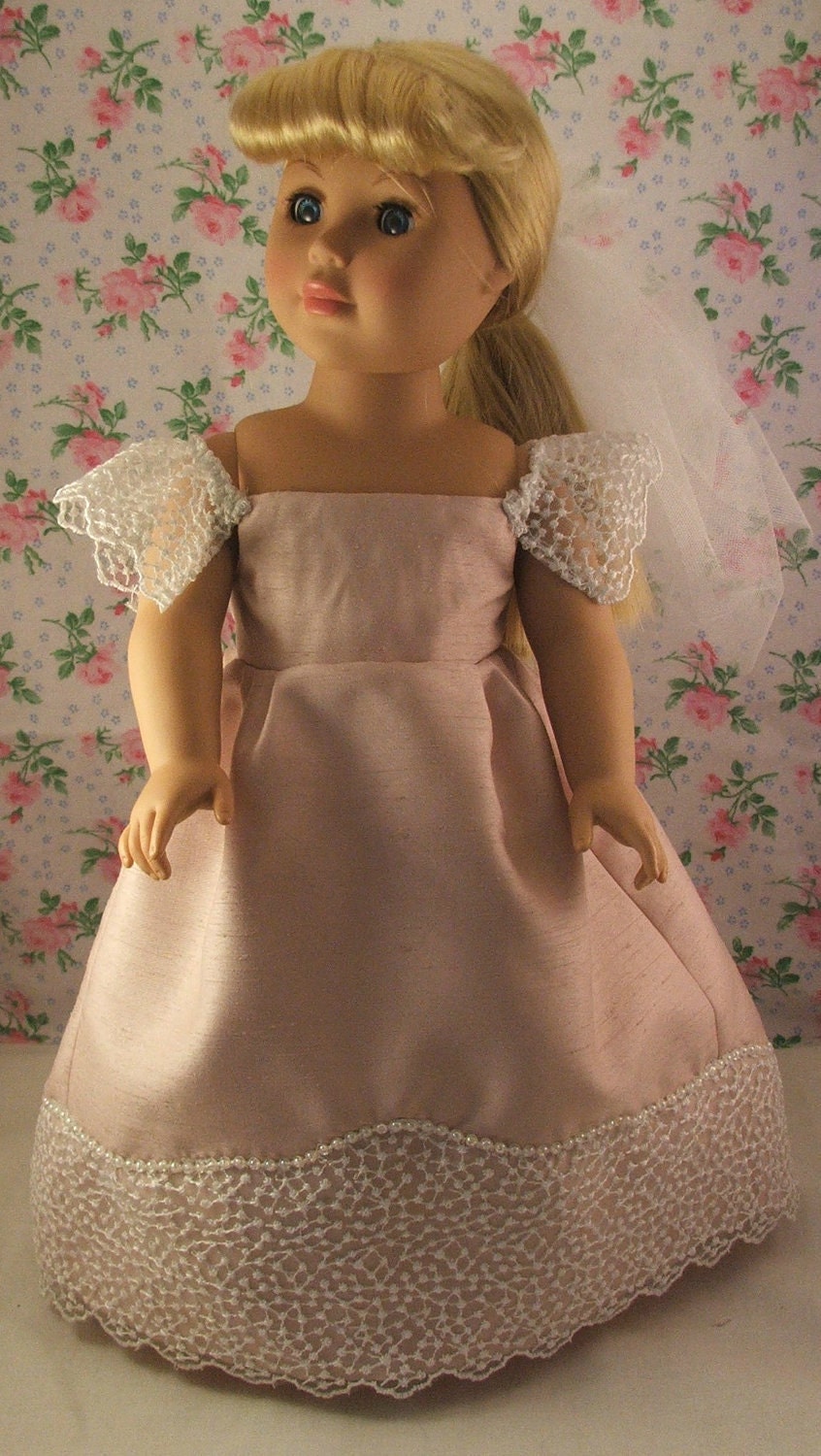 Princess Dress w/train and Veil for American Girl