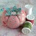 1930's Inspired Patchwork Tomato Pincushion In Pink and Red -Made to Order