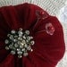 Red Velveteen Pincushion with Rhinestones