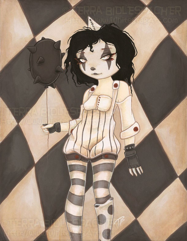 Coulrophobia IV - 5"by7" Bad clown fantasy art Print