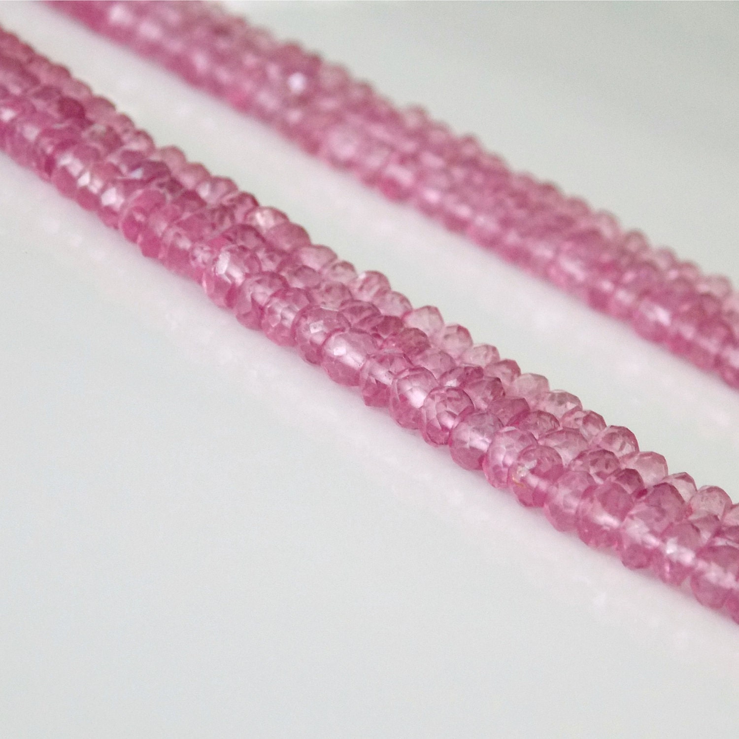 Pink Topaz Faceted Rondelles HALF Strand 4-4.5mm
