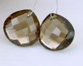 Smoky Quartz Heart Focal Briolettes Matching PAIR