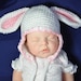 Cotton Baby Bunny Rabbit earflap Hat in size 0 to 6 month or 6 to 12 months