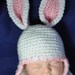 Cotton Baby Bunny Rabbit earflap Hat in size 0 to 6 month or 6 to 12 months