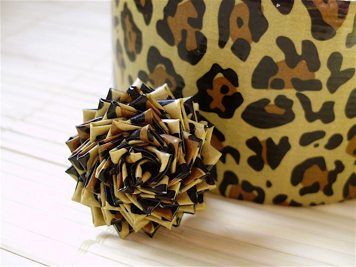 Leopard Print Duct Tape Rose Ring