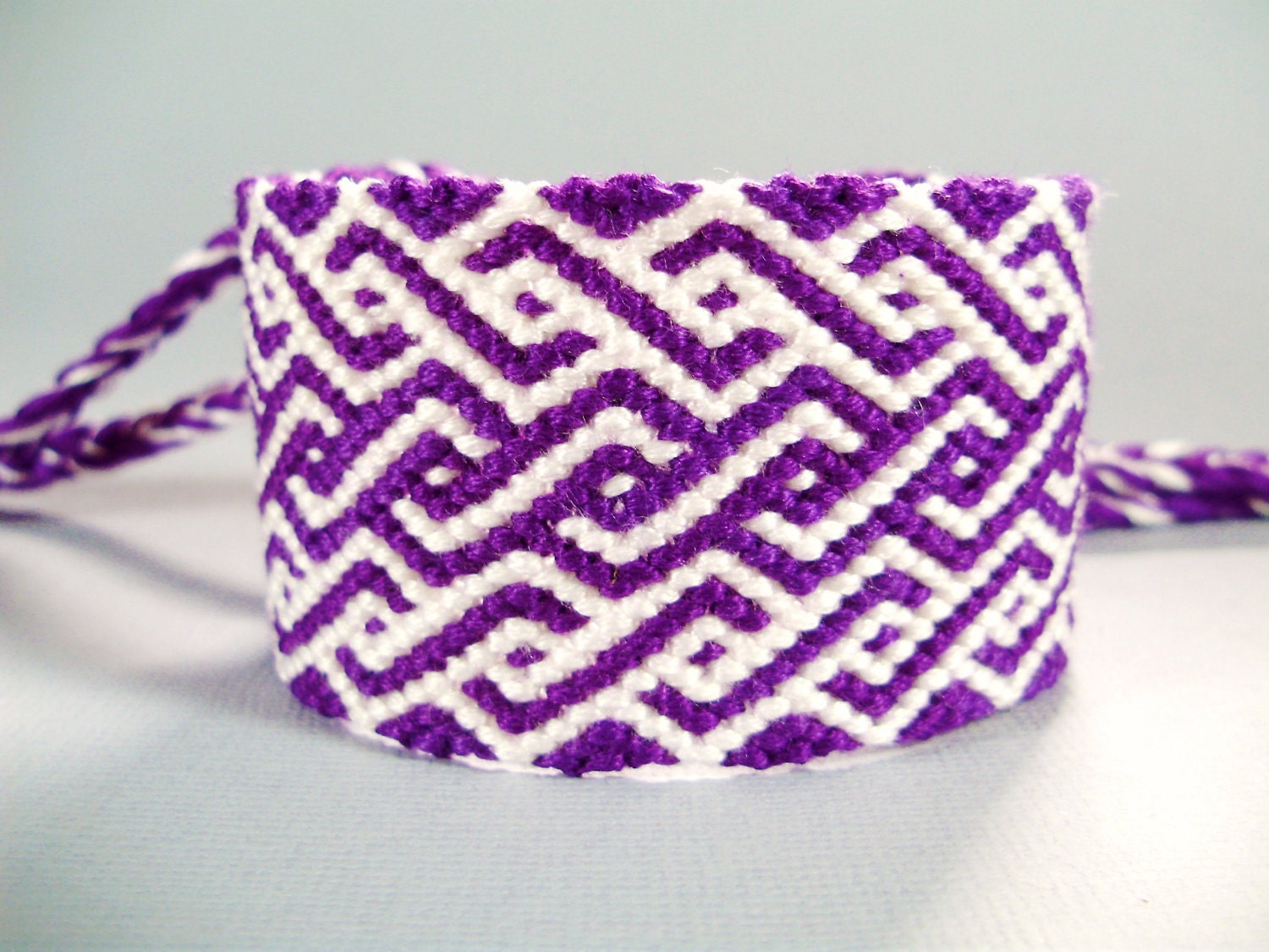 Purple and White Spiral Handmade Friendship Bracelet