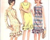 Vintage 1960s 60s Dress Pattern Ruffle Hem Uncut FF 34 bust size 14 Simplicity 6385
