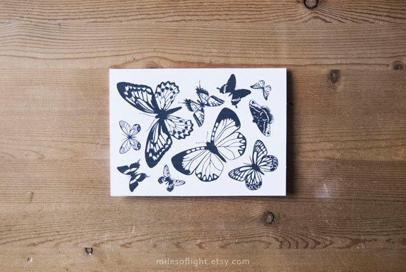 BUTTERFLIES BLANK CARDS set of 6 with envelopes. butterflies illustration. Nature inspired. White, ivory. Gift set.