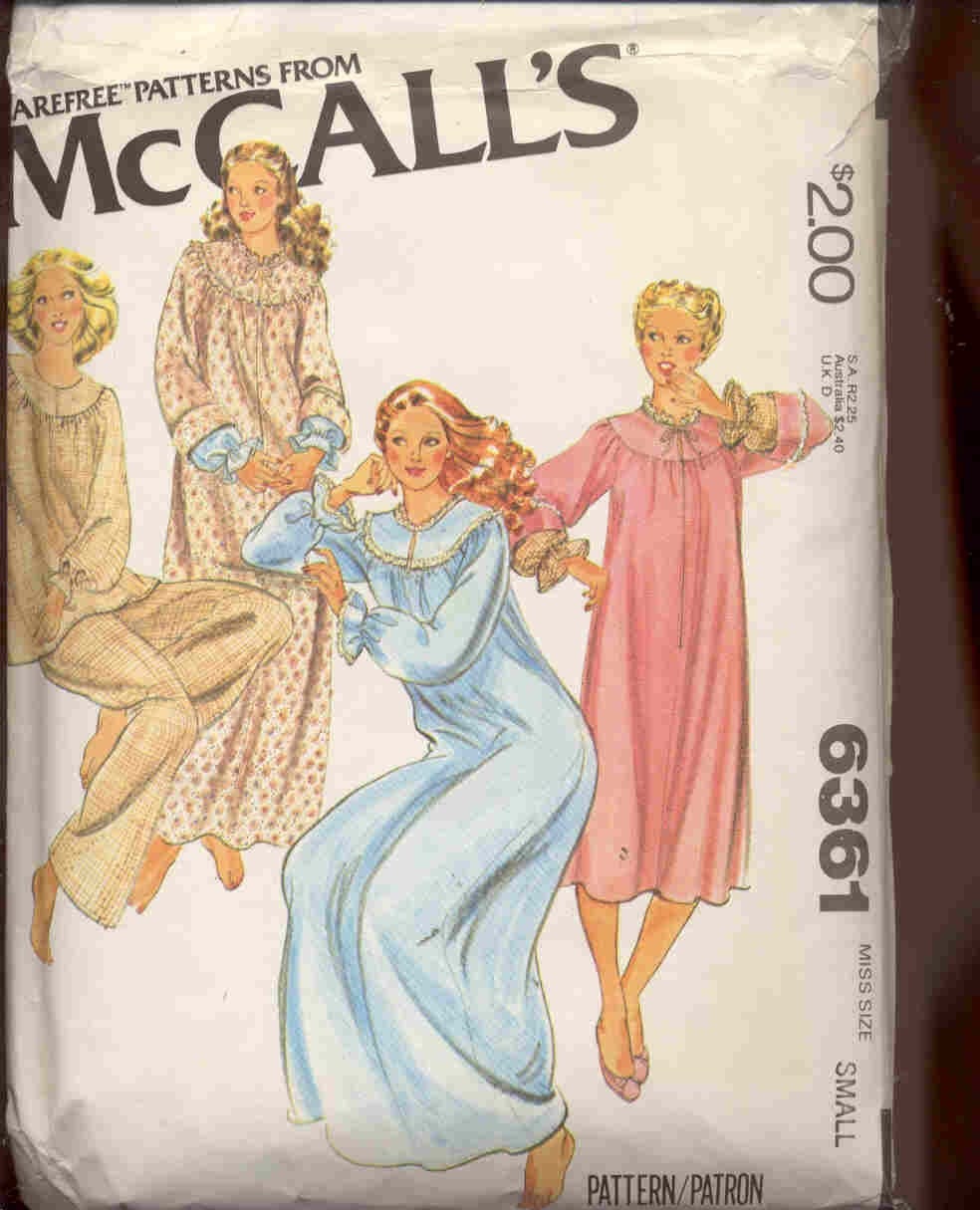 McCalls 6361 and 6362 Matching Vintage mother daughter sleepwear patterns