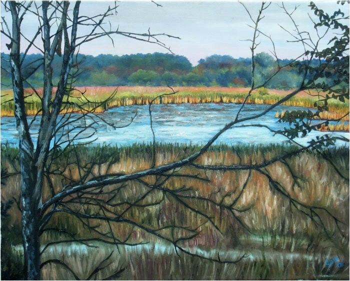 Wetlands Landscape Painting- 20x16in Original Oil