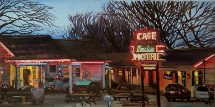 20x10in Original Oil Painting - Loveless Cafe