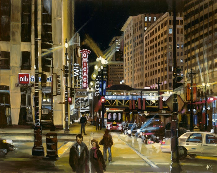 Chicago Theater, State Street Painting - 15x12in Giclee Print