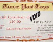 Gift Certificate for 50 Dollars
