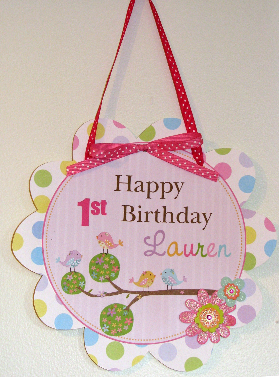 Rainbow Birdy Birthday Sign- CUTE Il_570xn