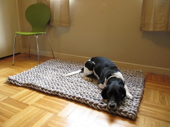 Giant knit rope rug - 48 by 36 inches