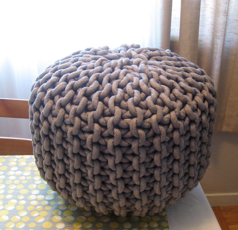 Extra large knit rope pouf