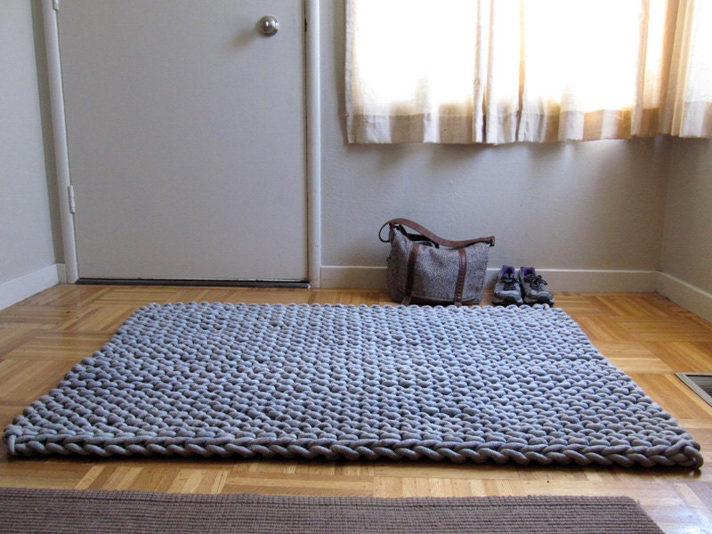 Giant knit rope rug - 48 by 36 inches