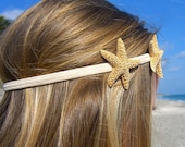Starfish Headband with Two Sugar Starfish-Tan-Hippy Chic, Beach Hair, Mermaid Hair, Boho Coastal, Jersey Shore, Nautical, Beach Weddings