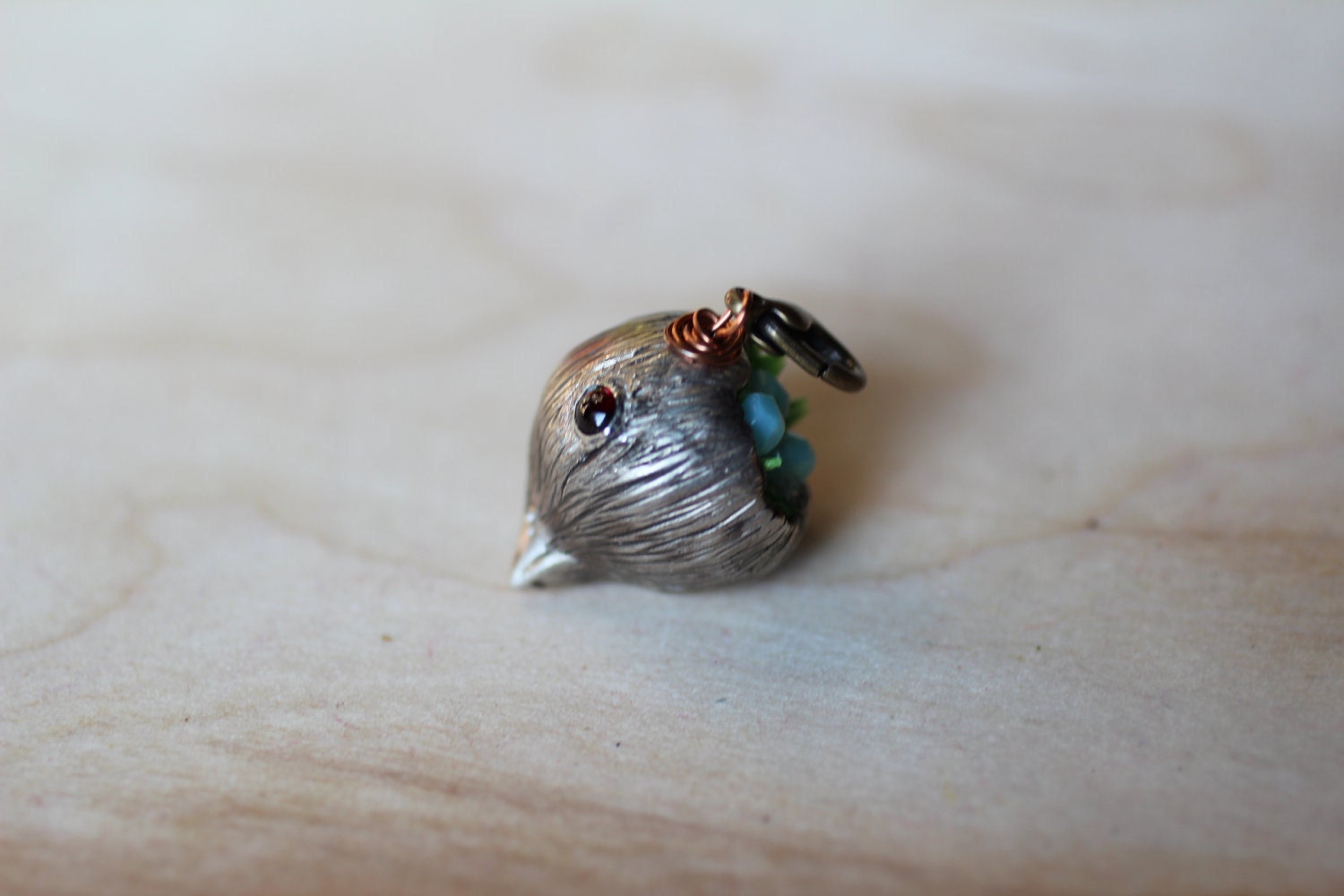 Woodland bird head charm