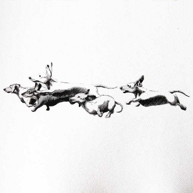 Running Dachshunds Print - 11 X 17