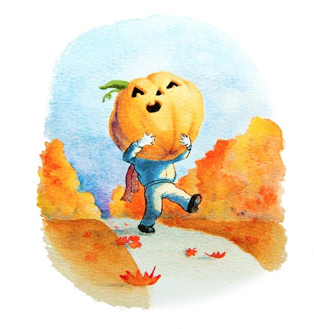 Jack O Lantern Halloween Cards - Set of 5 Illustrated Note Cards - Halloween/Autumn Greetings