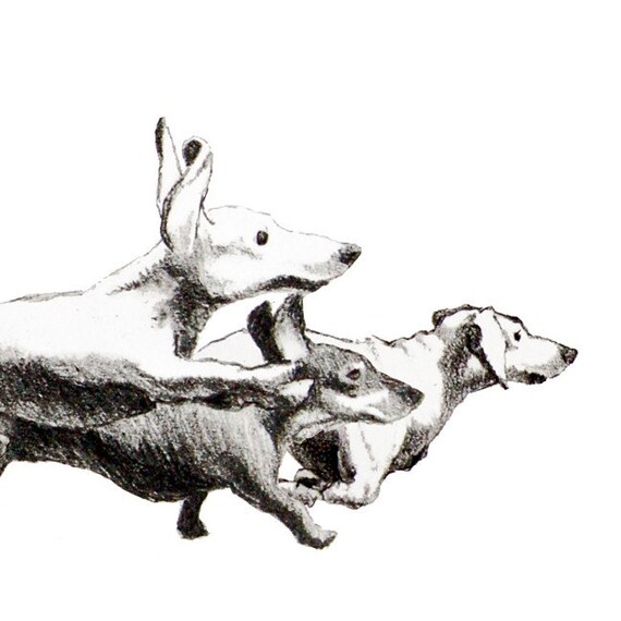 Running Dachshunds - Set of 5 Blank Note Cards