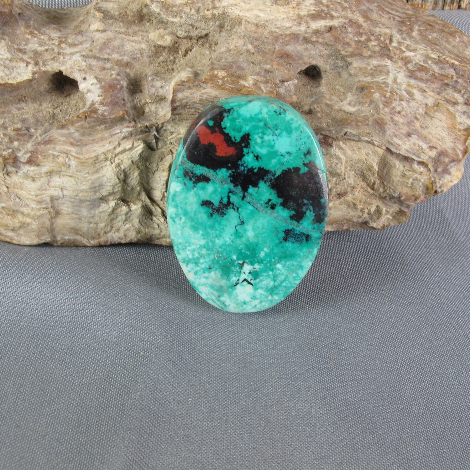 Sonora Sunrise Cabochon Chrysocolla, Cuprite Designer Cabochon