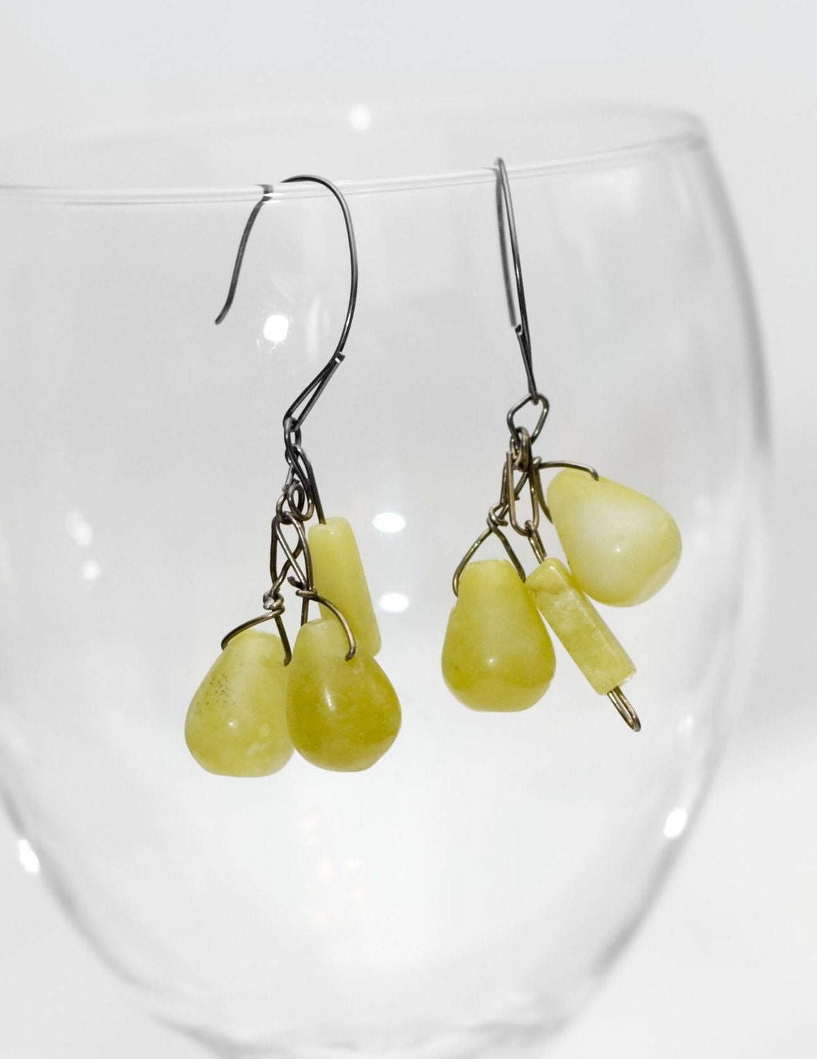 SHOP CLOSING SALE-  - Green Opal Hypoallergenic dangle earrings...unique gift just for you...only one of a kind