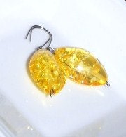 CLOSING SALE - Yellow Amber Hypoallergenic Dangle Earrings,Natural Gemstone,unique gift for her -