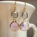 Gorgeous Lavender and Gray Glass Dangle Earrings. Bridal Earrings. Bridesmaid Earrings. Wedding Earrings