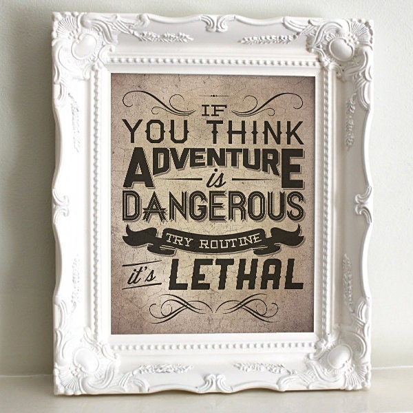 ADVENTURE Typographic Sign (light vintage version) - 8x10 Art Print