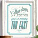 SLOW DOWN Typographic Sign (blue and red) - 8x10 Art Print