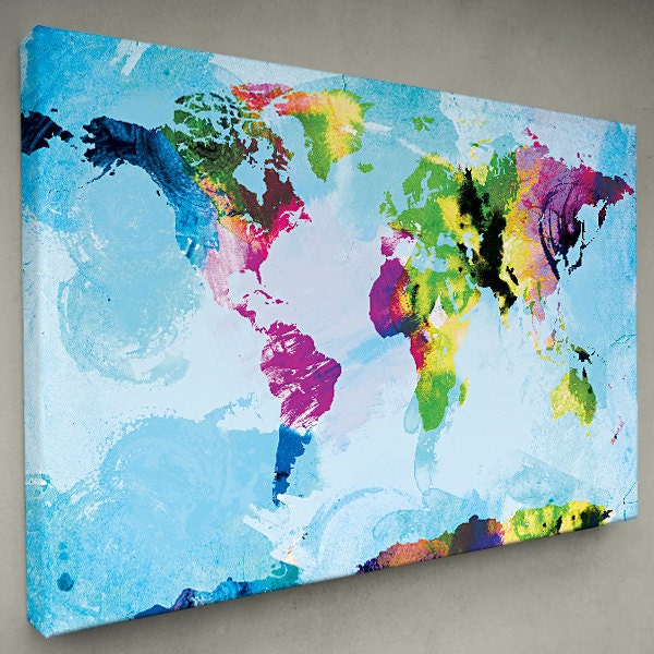 One Colourful World (blue version) - 18x24 Canvas Print