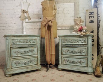 Painted Cottage Romantic Aqua Chic Night Table NT228