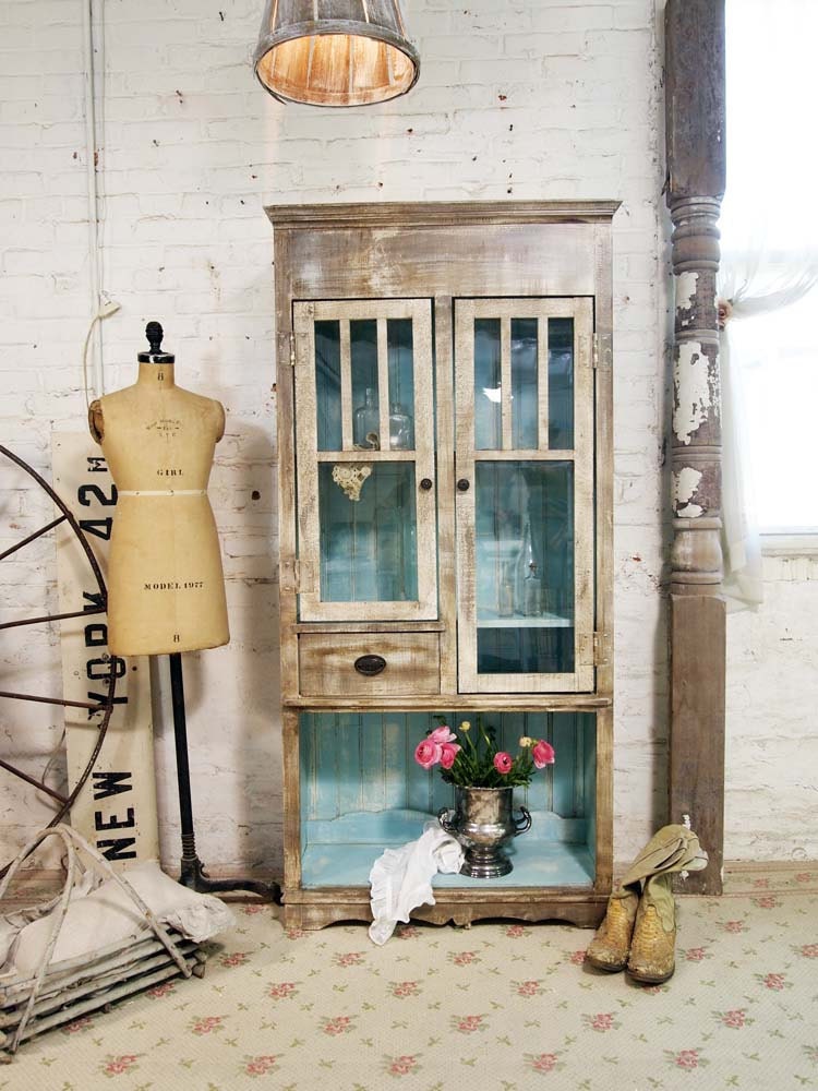 Painted Cottage Chic Shabby Hand Made Farmhouse Cabinet CC328