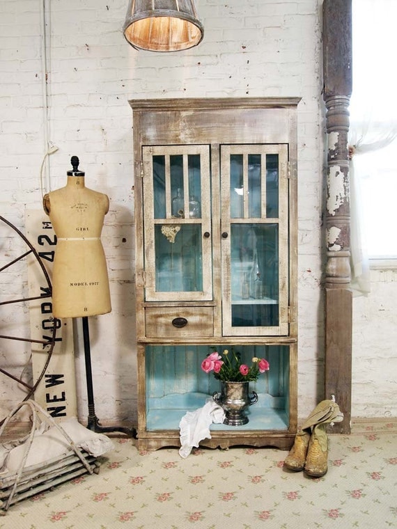 Painted Cottage Chic Shabby Hand Made Farmhouse Cabinet CC328