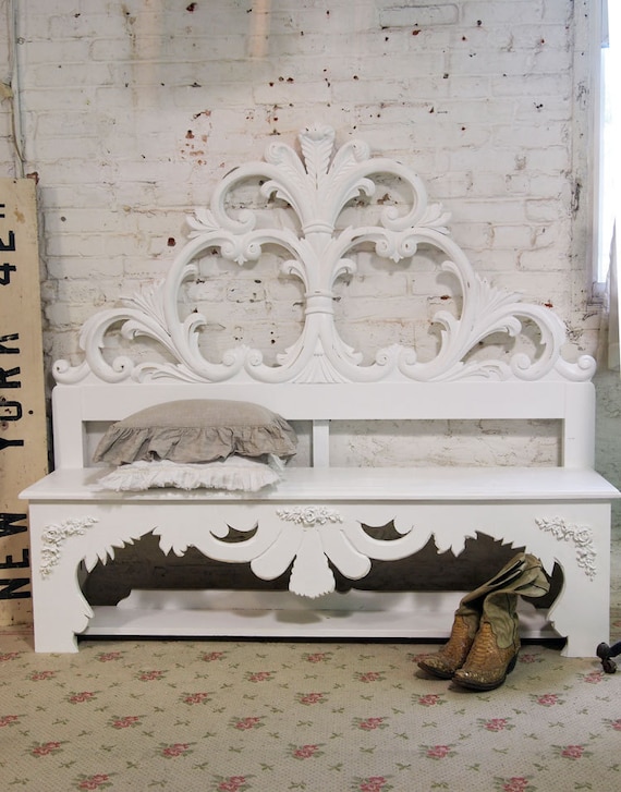 Painted Cottage Chic Shabby White Handmade French Bench CHR336