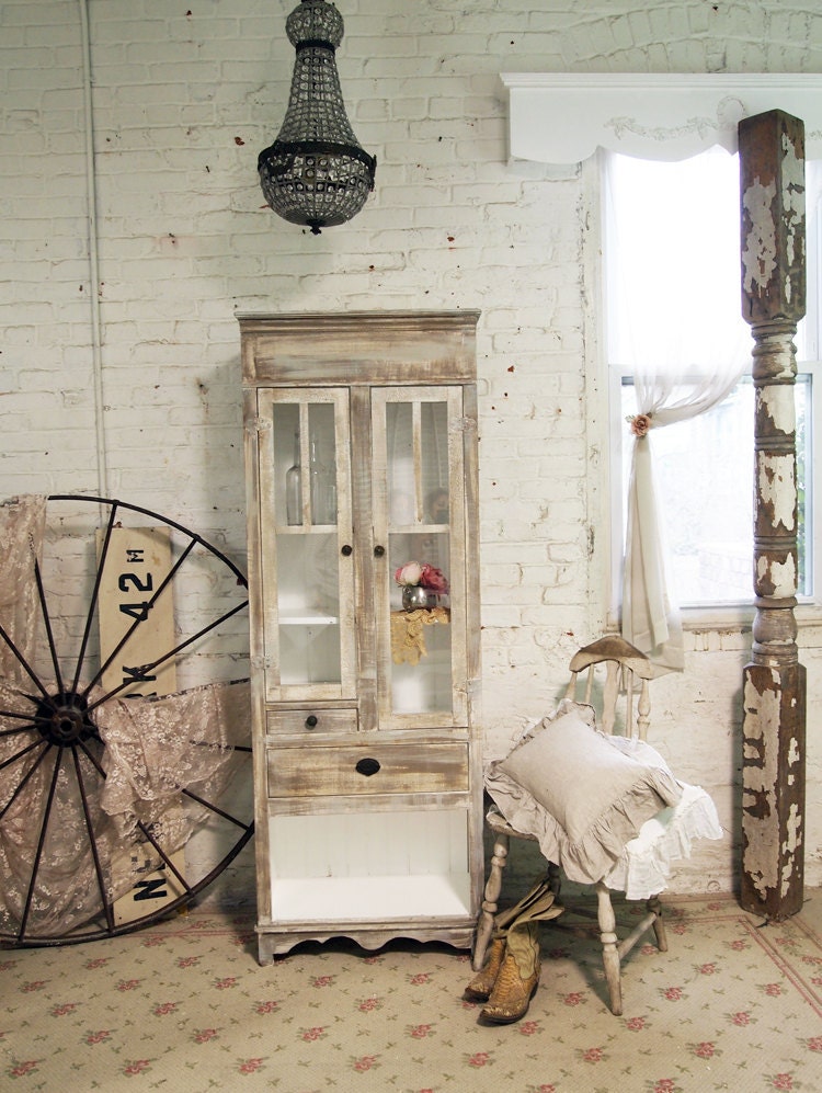 Painted Cottage Chic Shabby Farmhouse Cabinet