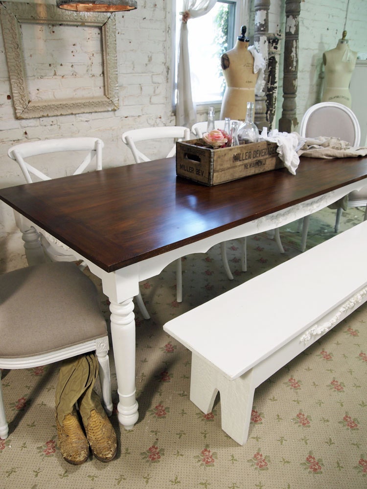 Painted Cottage Chic Shabby Romantic Farmhouse Table TBL241