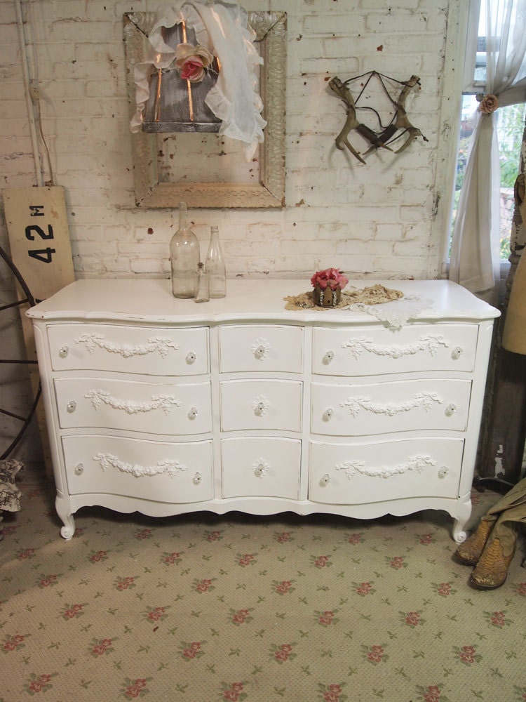 Painted Cottage Chic Shabby White Romantic Dresser DR381