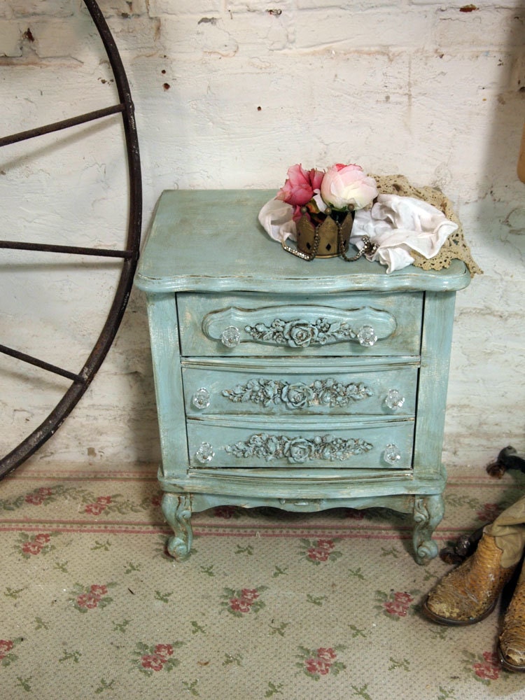 Painted Cottage Chic Shabby White Romantic Night Table NT412